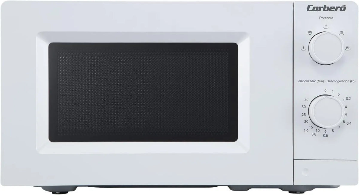 Corbero kuchenka mikrofalowa, CMICM250 W, 24, 5 cm, 19, 5 l, 700 W, minutnik, rozmrażanie, biały, 5 poziomów mocy, Corberó - biała mikrofalówka