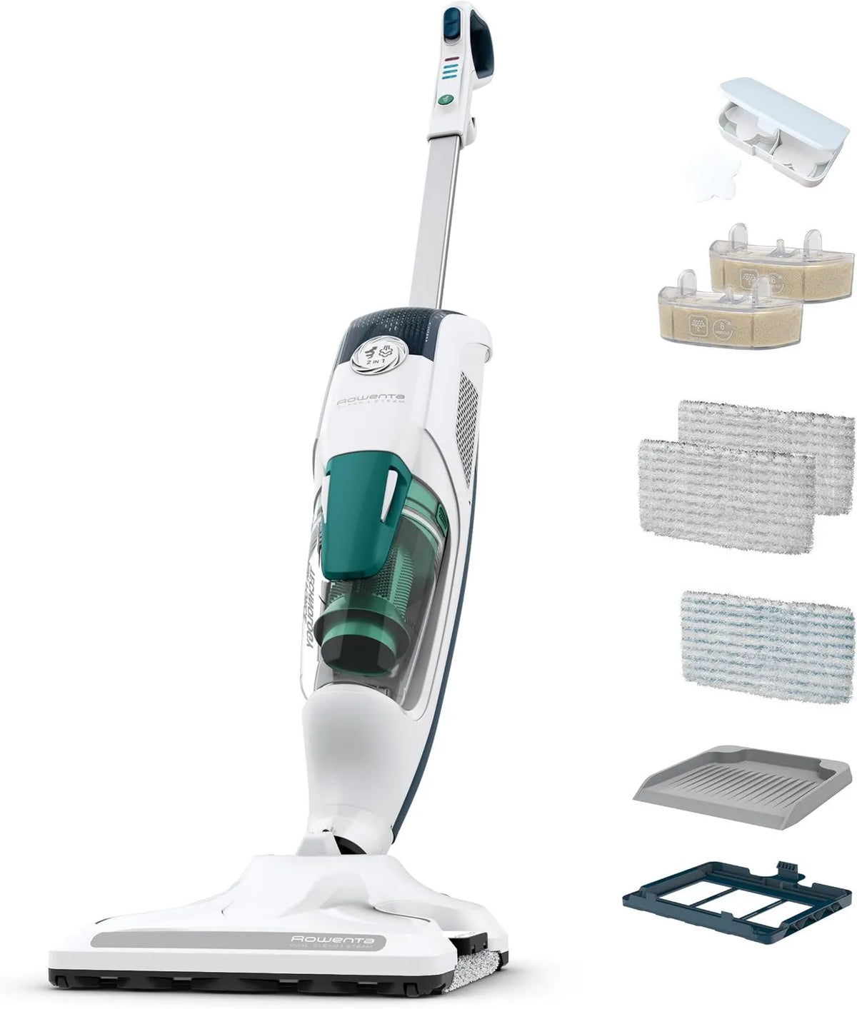 Rowenta myjka parowa, 2-en- 1-7757 w Czyszczenie parowe, 7757 W, wykorzystanie podłogi, kuchnia, samochód, okna i kanapa, 9% bakterii bez detergentu, Elimine 99 2-en-1-7757 w
