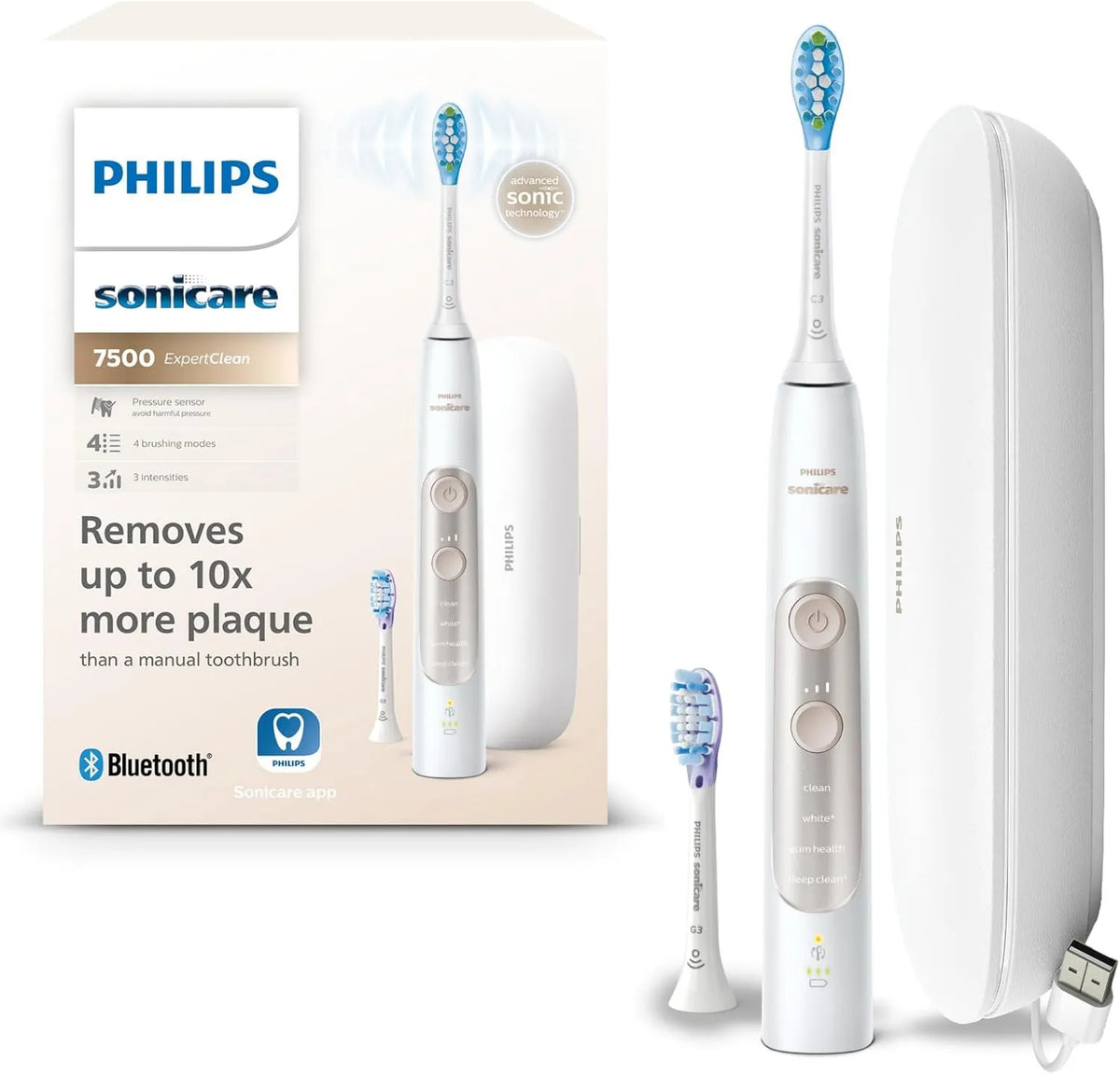 PHILIPS, HX9691 / 02 Sensor, Szczotka, szczoteczka do zębów, aplikacja, 3 poziomów, płyta IPS, 4 tryby, biały HX9691/02