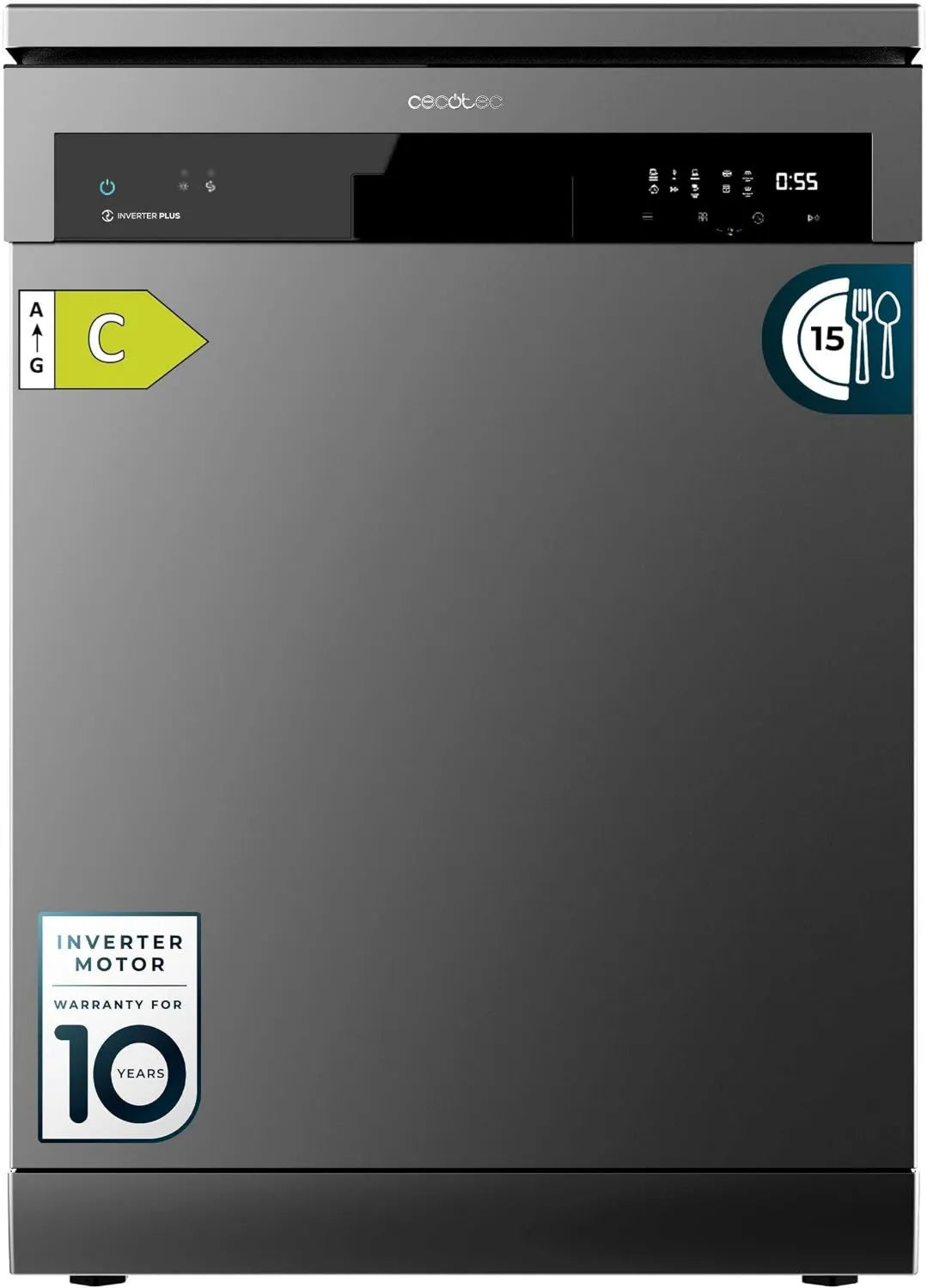 Cecotec zmywarka, 6 Programów, 60 cm, silnik inwerterowy, Zmywarka 60cm Wolnostojący Bolero Aguazero 6500 Dark C. 15 sztućców, Średnie obciążenie