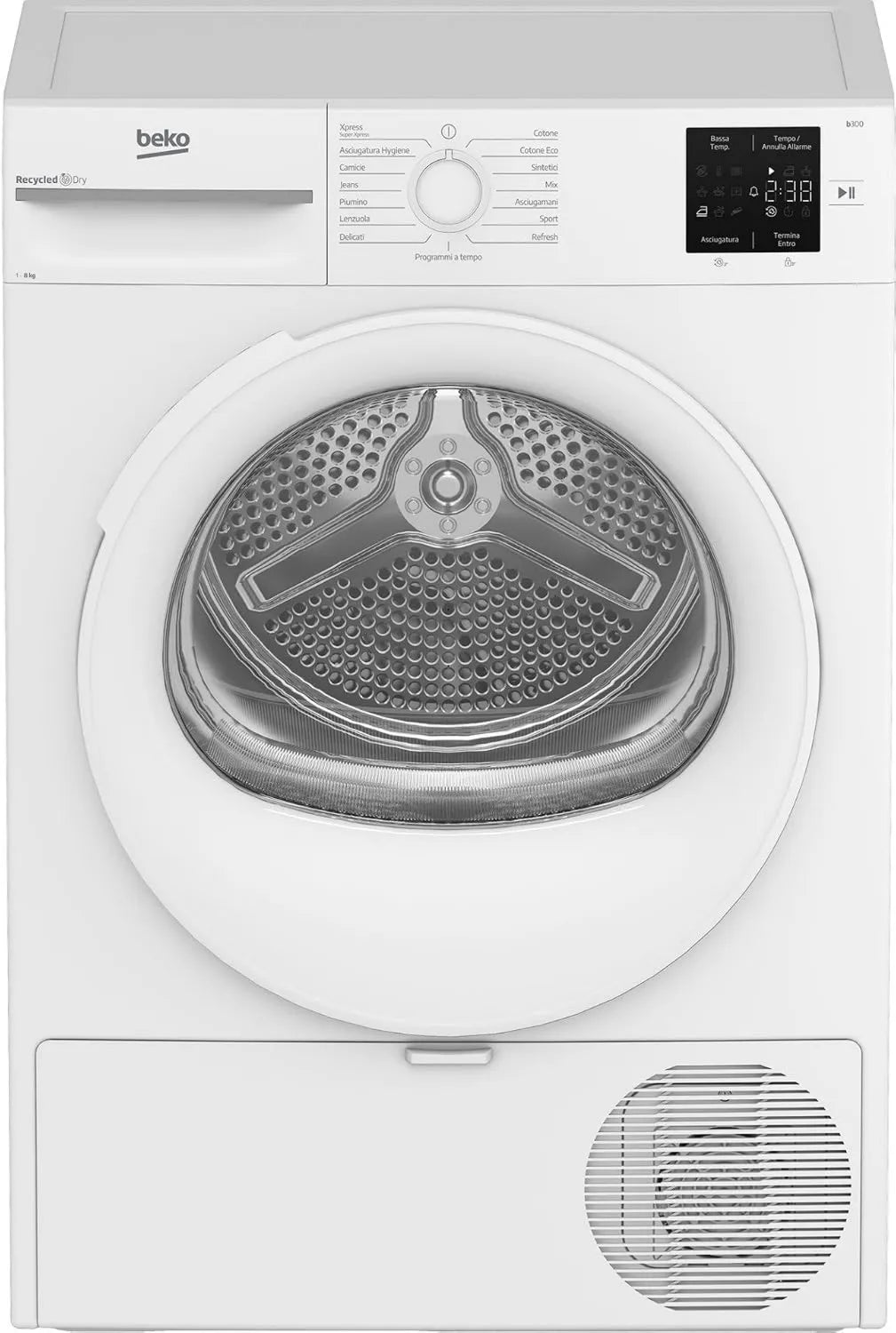 Beko suszarka z pompą ciepła, BMTR38 W Suszarka, 8 kg, klasa E- energii, z pompą ciepła, bezpłatna instalacja, wyświetlacz cyfrowy