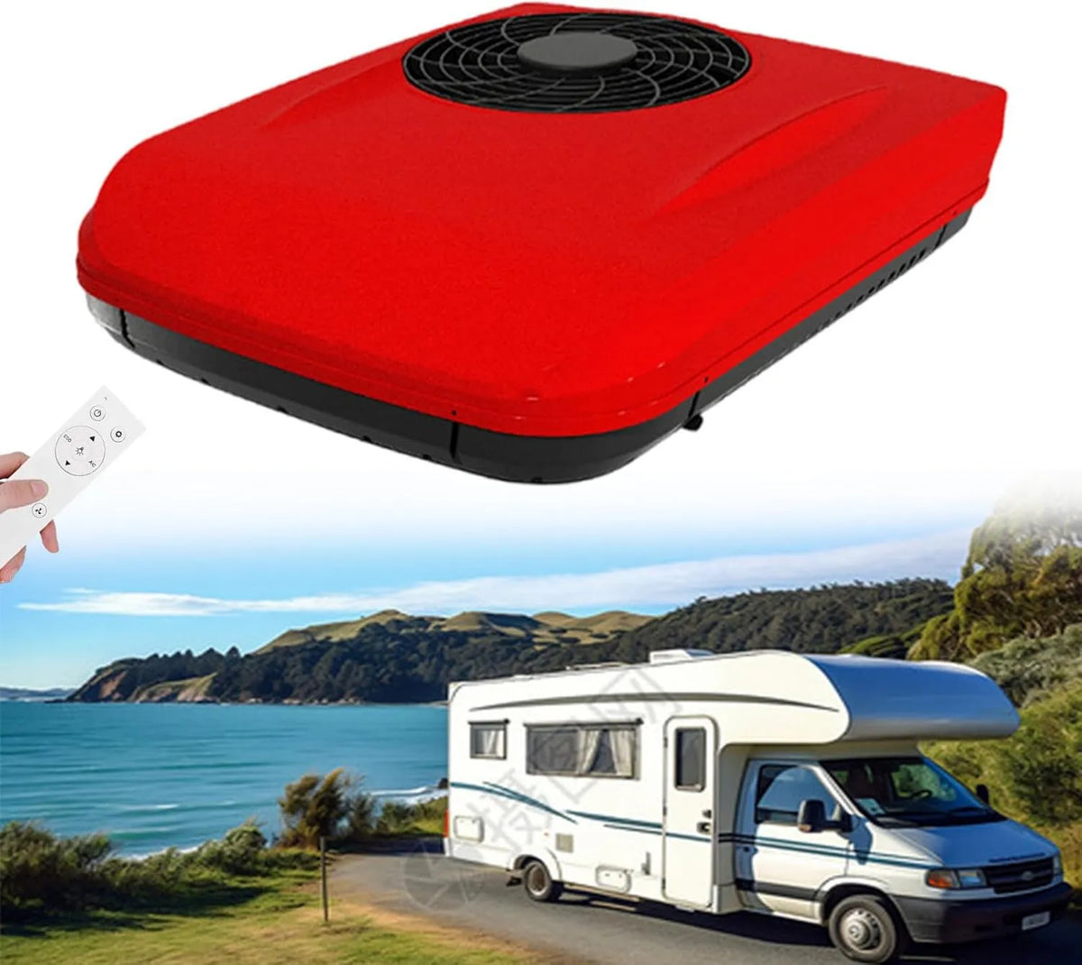 BrightFootBook, Klimatyzator 12 V / 24 V Red- 12 V, 12 V, kemping, czerwony 12 V/24 V Red-12 V