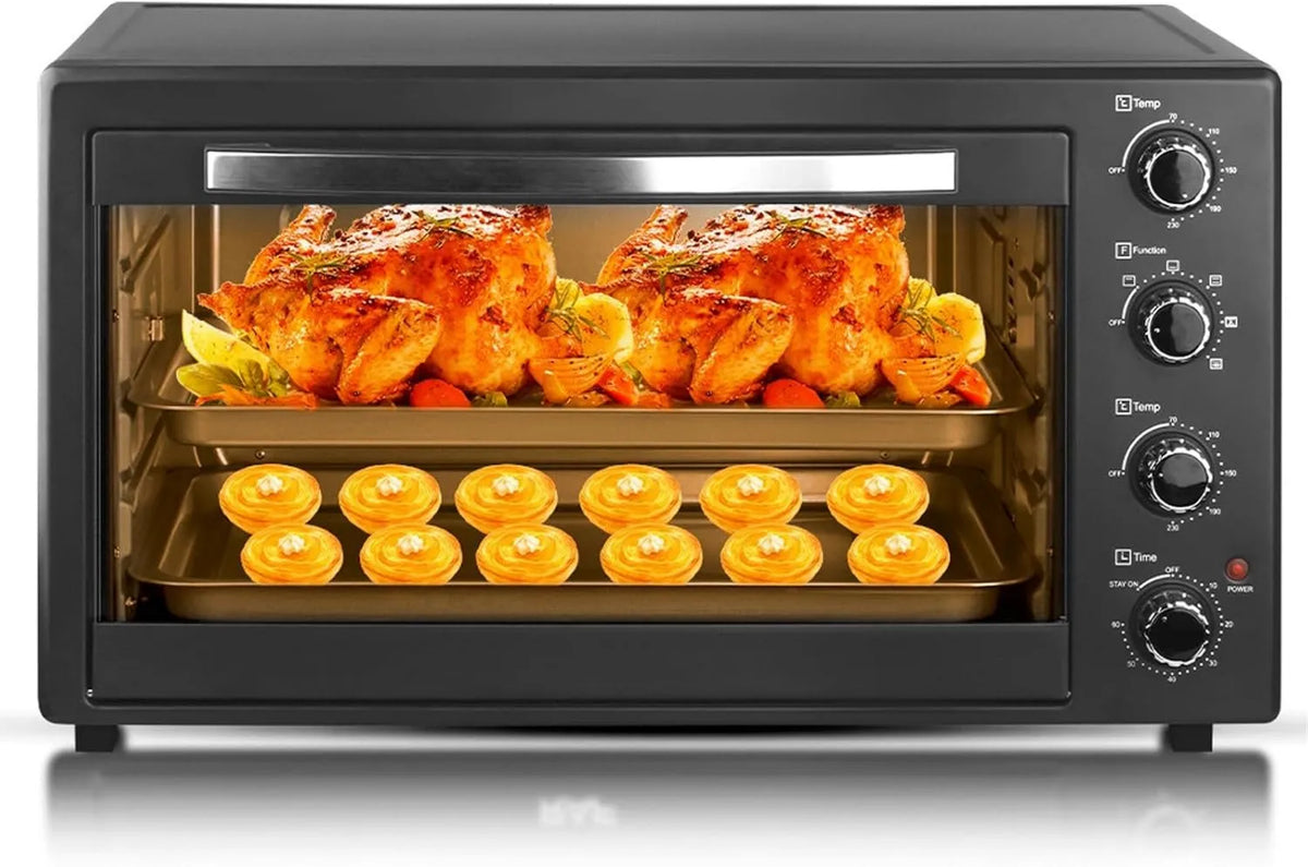 Generic mini piekarnik, Piec elektryczny 7- in-1, 2200 W, para, 34 Quarts, płyta kuchenna z 2 kominkami, 7- in-1 Wielofunkcyjny Mini- Cztery z funkcją odwadniania 7-en-1