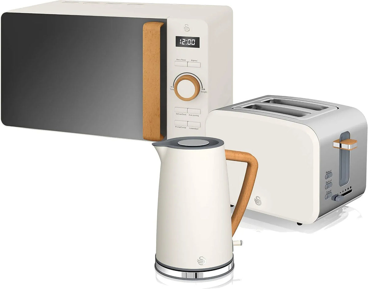 Swan, Kuchenka mikrofalowa, 1, 7 l, 3000 W, grill, biały, toster z szerokim szczelinem 2 plastry