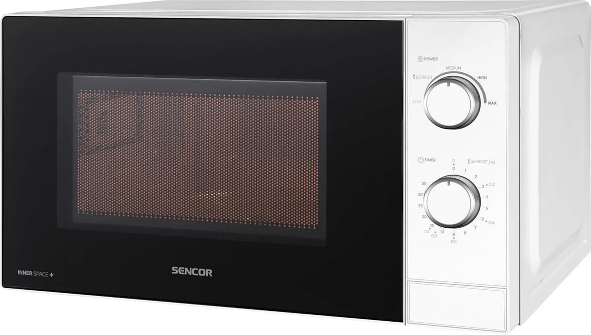 SENCOR, Kuchenka mikrofalowa 35min, 25, 5 cm, 20 l, 700 W, zegar, higiena, rozmrażanie, biały, 20 l - Szybki 700 W, 5 Poziom mocy, EasyClean