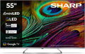 Sharp telewizor, Google 55JP7265E Smart TV, 55 cali, TV, 4K UHD, QLED, dźwięk Dolby, HDMI, bez ramki, Dolby Atmos, Dolby Vision, 1 z eARC, 55JP7265E