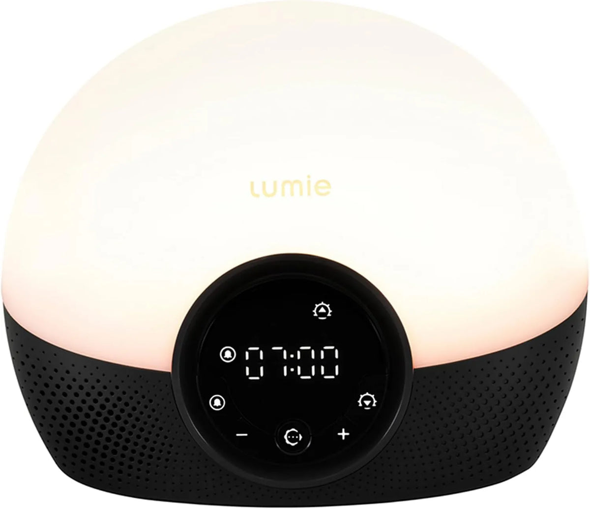 Lumie, Czarny, Bodyclock Glow 150 Budzik wyposażony w światło Progresywny wschód słońca i zachód słońca symulacji Regulowane światło 10 dźwięków nagie