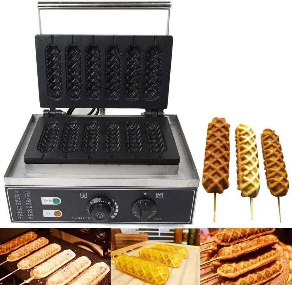 MOXAC gofrownica / opiekacz, 6PCS Hot Dog maszyna, Maker, Elektryczny Wafl, 1550 W, Profesjonalny, dla Hot Dog Gaufres Croustillant