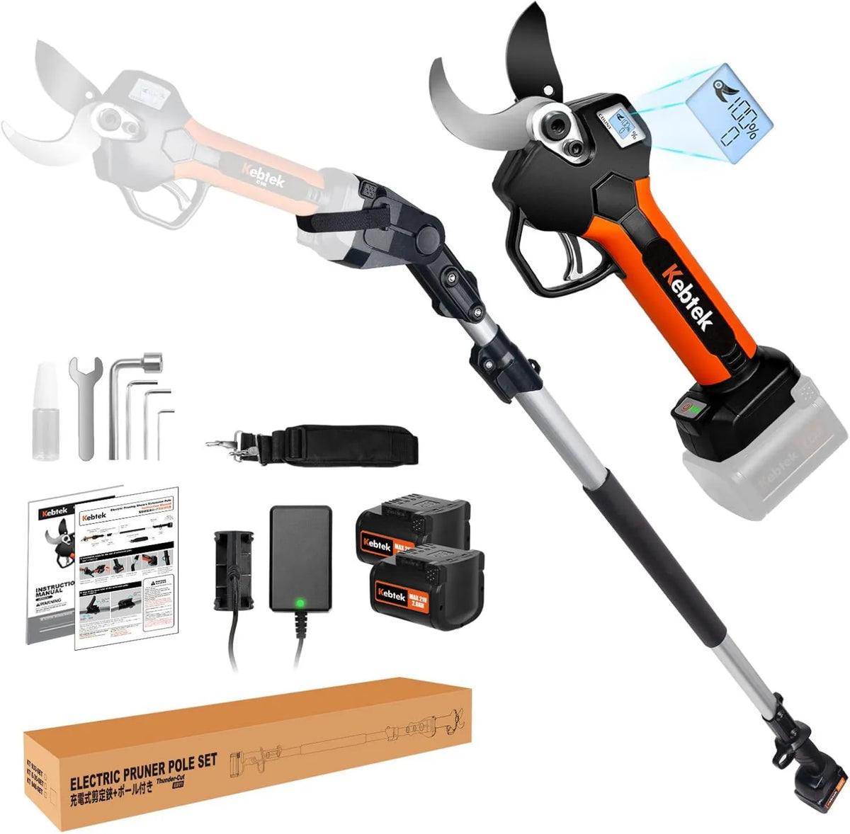 Kebtek, KT940- akumulator SET, silnik, 18 V, 40 mm, 21 V, ekran LCD, dla profesjonalnych plantatorów drzew KT940-SET, bezprzewodowy