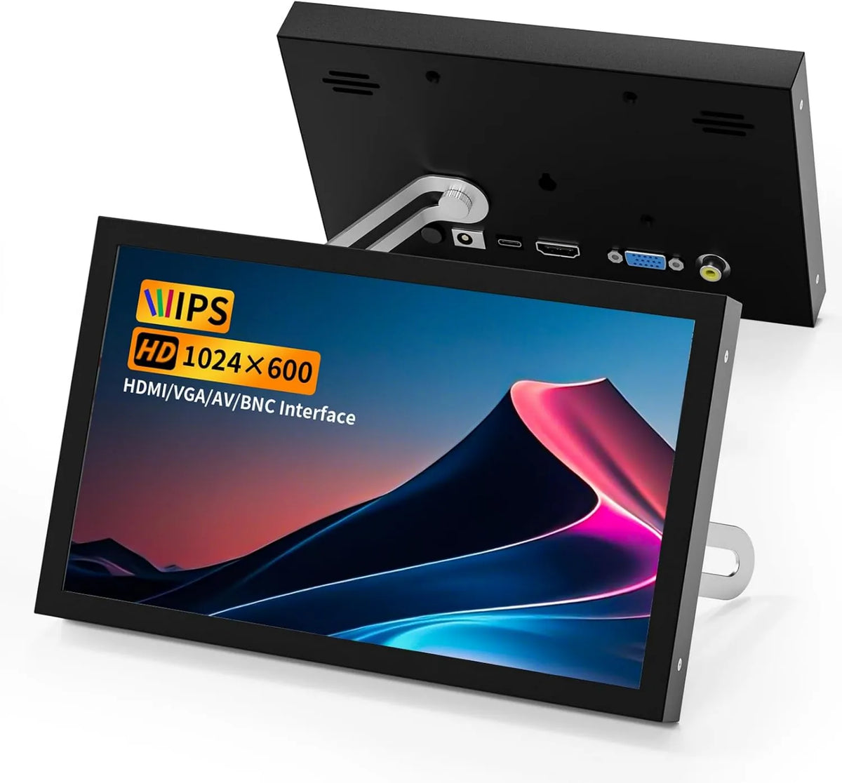 Aurevita monitor komputerowy, Monitor, mini monitor HDMI 7 'Przenośny VGA z wyświetlaczem AV BNC 1024 × 600 LCD, płyta IPS, HDMI, ekran LCD, ekran PC