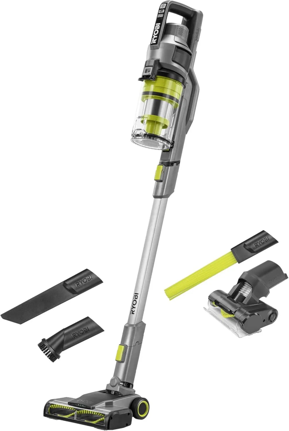 RYOBI odkurzacz pionowy, Odkurzacz, 24 cm, 18 V, pochodzi z 1 szczotki zmotoryzowanej, 30 AW, 600 ML, 820 l / Min, 1 ssawka płaska